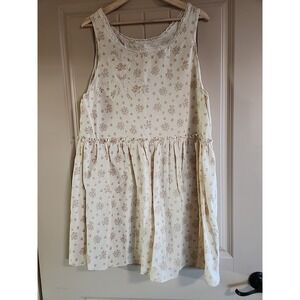 Vintage Wildcrafted Goods Handmade Babydoll Dress Fits Small/Medium Cream, Pink